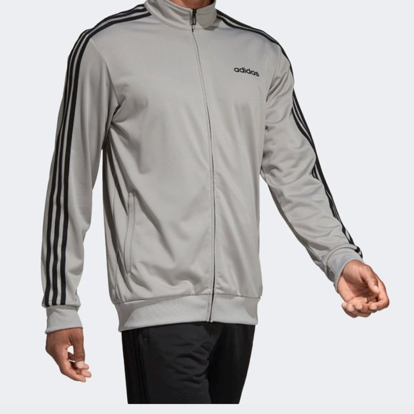 Mens Adidas -3-Stripes Tricot Track Jacket- Silver - Picture 3 of 5